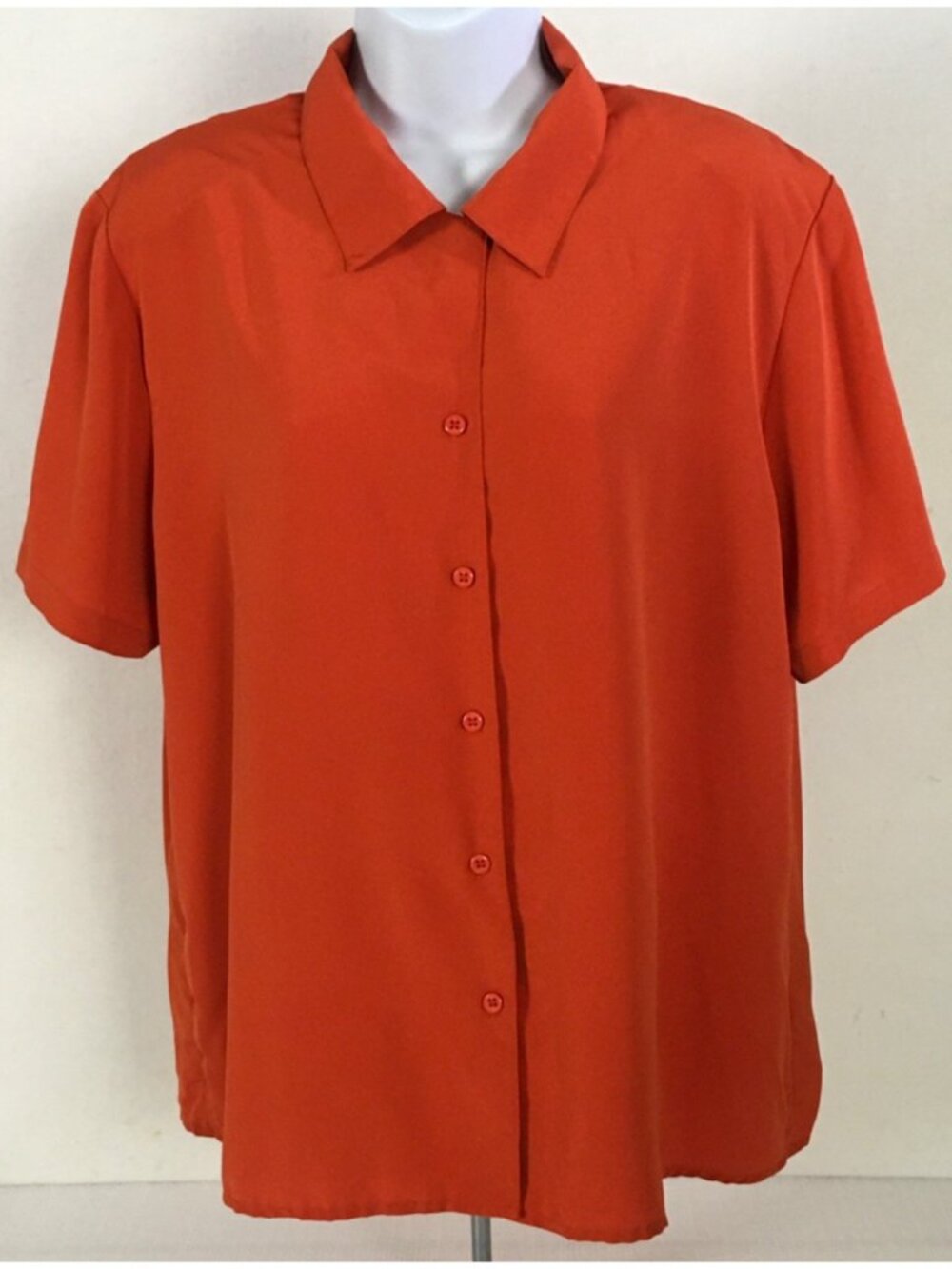 Notations Button Down Top Women Size XL Burnt Orange Short Sleeves